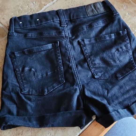 American Eagle black high waisted shorts womans size 0 - Picture 2 of 7